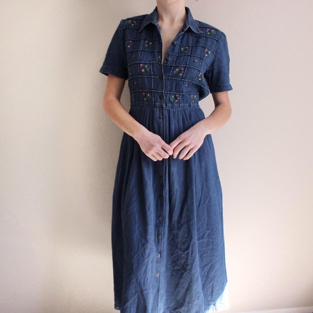 COPY - Vintage 2000s 90s Cottagecore Denim Maxi Dress
